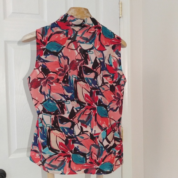 Kasper Sleeveless Floral Blouse Size L Large - Picture 3 of 8